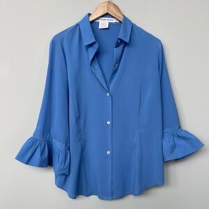 Gretchen Scott | Priss Ruffle Cuff Blouse in French Blue